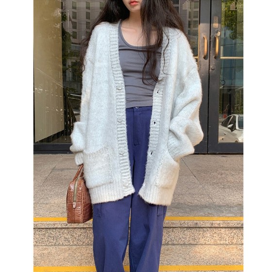 오버사이즈 롱 니트 아우터